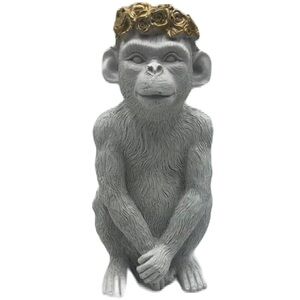 Monkey Figurines Sculptures Gold Flower Crown Tabletop Sagebrook Home Décor